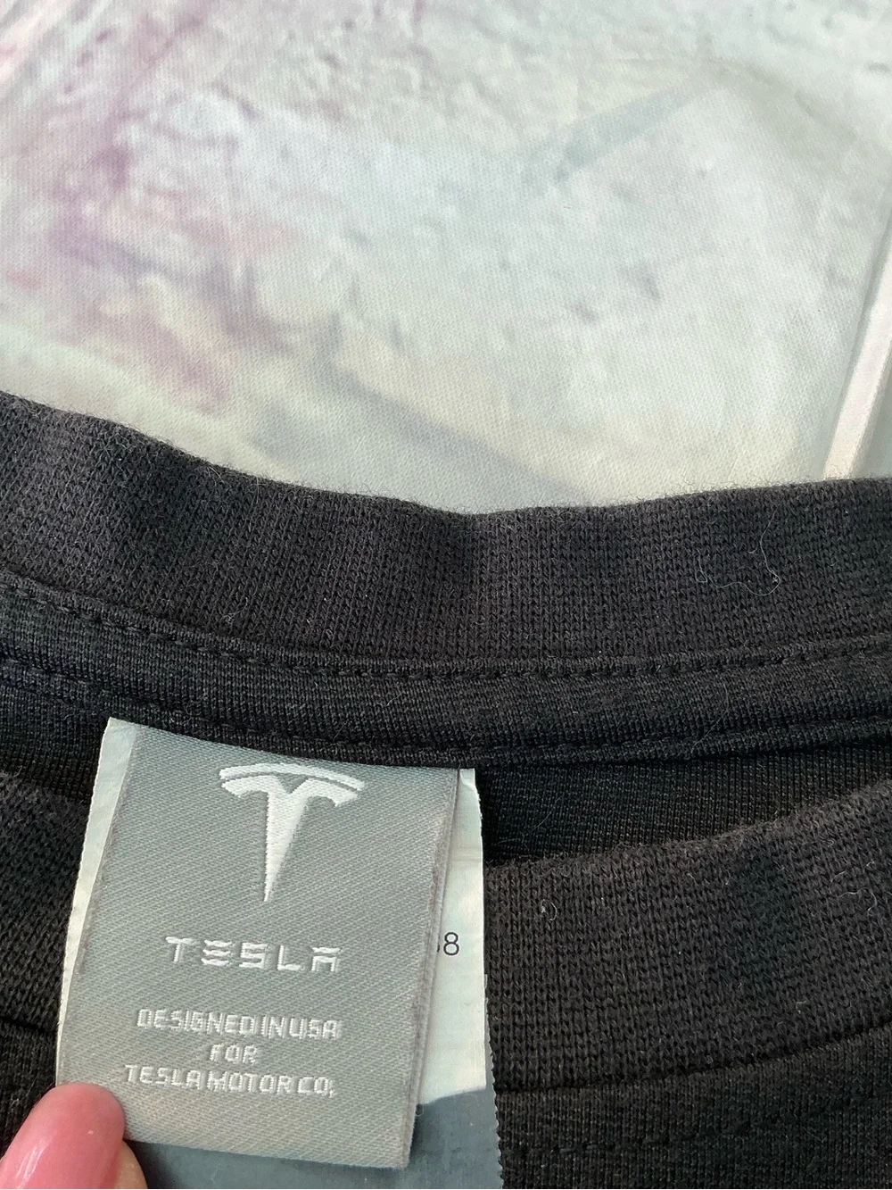 Tesla Mens Crewneck Sweater Black Distressed Size Extra Large
